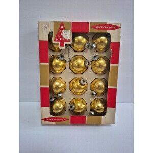 Vintage Coby Midcentury Gold Glass Christmas ornaments 60's